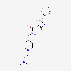 molecular formula C21H30N4O2 B7132408 N-[[1-[2-(dimethylamino)ethyl]piperidin-4-yl]methyl]-4-methyl-2-phenyl-1,3-oxazole-5-carboxamide 