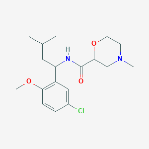 molecular formula C18H27ClN2O3 B7132501 N-[1-(5-chloro-2-methoxyphenyl)-3-methylbutyl]-4-methylmorpholine-2-carboxamide 