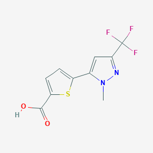 molecular formula C10H7F3N2O2S B071327 2-[1-Methyl-3-(trifluoromethyl)pyrazol-5-yl]thiophene-5-carboxylic acid CAS No. 175202-29-6