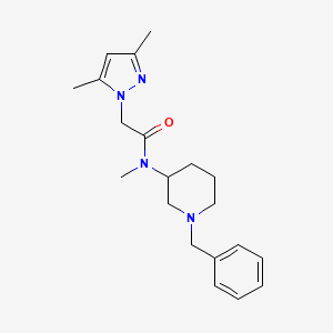molecular formula C20H28N4O B7132783 N-(1-benzylpiperidin-3-yl)-2-(3,5-dimethylpyrazol-1-yl)-N-methylacetamide 