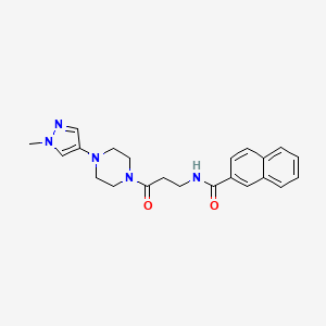 molecular formula C22H25N5O2 B7132863 N-[3-[4-(1-methylpyrazol-4-yl)piperazin-1-yl]-3-oxopropyl]naphthalene-2-carboxamide 