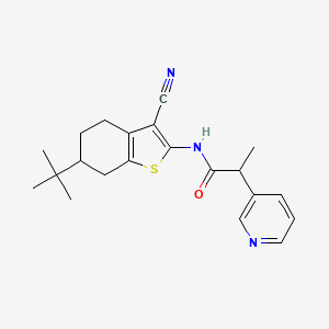 molecular formula C21H25N3OS B7132870 N-(6-tert-butyl-3-cyano-4,5,6,7-tetrahydro-1-benzothiophen-2-yl)-2-pyridin-3-ylpropanamide 