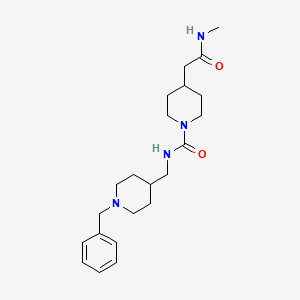 molecular formula C22H34N4O2 B7132887 N-[(1-benzylpiperidin-4-yl)methyl]-4-[2-(methylamino)-2-oxoethyl]piperidine-1-carboxamide 