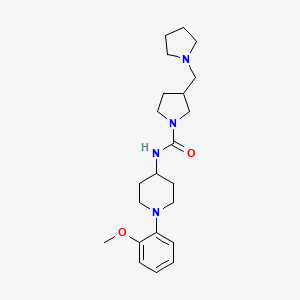 molecular formula C22H34N4O2 B7132908 N-[1-(2-methoxyphenyl)piperidin-4-yl]-3-(pyrrolidin-1-ylmethyl)pyrrolidine-1-carboxamide 