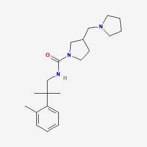 molecular formula C21H33N3O B7132914 N-[2-methyl-2-(2-methylphenyl)propyl]-3-(pyrrolidin-1-ylmethyl)pyrrolidine-1-carboxamide 