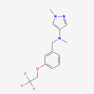 molecular formula C14H16F3N3O B7133065 N,1-dimethyl-N-[[3-(2,2,2-trifluoroethoxy)phenyl]methyl]pyrazol-4-amine 