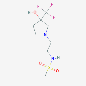molecular formula C8H15F3N2O3S B7133067 N-[2-[3-hydroxy-3-(trifluoromethyl)pyrrolidin-1-yl]ethyl]methanesulfonamide 