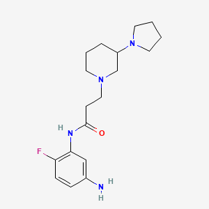 molecular formula C18H27FN4O B7133102 N-(5-amino-2-fluorophenyl)-3-(3-pyrrolidin-1-ylpiperidin-1-yl)propanamide 