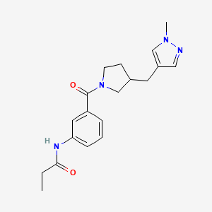 molecular formula C19H24N4O2 B7133212 N-[3-[3-[(1-methylpyrazol-4-yl)methyl]pyrrolidine-1-carbonyl]phenyl]propanamide 