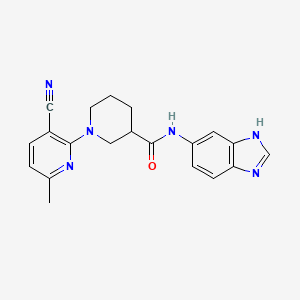 molecular formula C20H20N6O B7133282 N-(3H-benzimidazol-5-yl)-1-(3-cyano-6-methylpyridin-2-yl)piperidine-3-carboxamide 