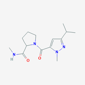 molecular formula C14H22N4O2 B7133294 N-methyl-1-(2-methyl-5-propan-2-ylpyrazole-3-carbonyl)pyrrolidine-2-carboxamide 