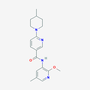 molecular formula C19H24N4O2 B7133313 N-(2-methoxy-5-methylpyridin-3-yl)-6-(4-methylpiperidin-1-yl)pyridine-3-carboxamide 
