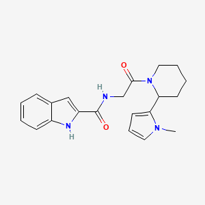 molecular formula C21H24N4O2 B7133323 N-[2-[2-(1-methylpyrrol-2-yl)piperidin-1-yl]-2-oxoethyl]-1H-indole-2-carboxamide 