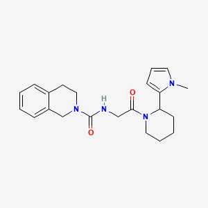 molecular formula C22H28N4O2 B7133341 N-[2-[2-(1-methylpyrrol-2-yl)piperidin-1-yl]-2-oxoethyl]-3,4-dihydro-1H-isoquinoline-2-carboxamide 