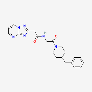 molecular formula C21H24N6O2 B7133364 N-[2-(4-benzylpiperidin-1-yl)-2-oxoethyl]-2-([1,2,4]triazolo[1,5-a]pyrimidin-2-yl)acetamide 