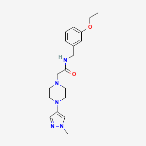 molecular formula C19H27N5O2 B7133468 N-[(3-ethoxyphenyl)methyl]-2-[4-(1-methylpyrazol-4-yl)piperazin-1-yl]acetamide 