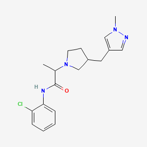 molecular formula C18H23ClN4O B7133517 N-(2-chlorophenyl)-2-[3-[(1-methylpyrazol-4-yl)methyl]pyrrolidin-1-yl]propanamide 