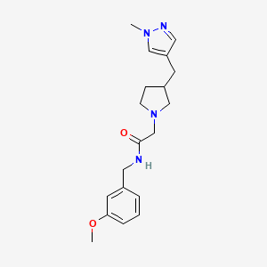 molecular formula C19H26N4O2 B7133529 N-[(3-methoxyphenyl)methyl]-2-[3-[(1-methylpyrazol-4-yl)methyl]pyrrolidin-1-yl]acetamide 