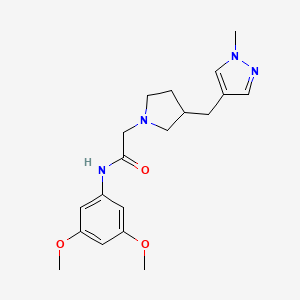 molecular formula C19H26N4O3 B7133554 N-(3,5-dimethoxyphenyl)-2-[3-[(1-methylpyrazol-4-yl)methyl]pyrrolidin-1-yl]acetamide 