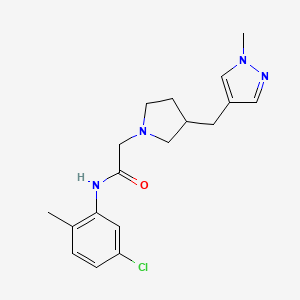 molecular formula C18H23ClN4O B7133565 N-(5-chloro-2-methylphenyl)-2-[3-[(1-methylpyrazol-4-yl)methyl]pyrrolidin-1-yl]acetamide 