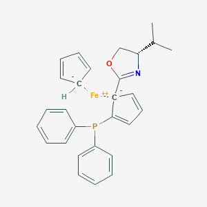 molecular formula C28H28FeNOP B071336 (2S)-1-((4S)-4,5-Dihydro-4-(1-methylethyl)-2-oxazolyl)-2-(diphenylphosphino)ferrocene CAS No. 163169-10-6