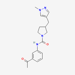 molecular formula C18H22N4O2 B7133612 N-(3-acetylphenyl)-3-[(1-methylpyrazol-4-yl)methyl]pyrrolidine-1-carboxamide 