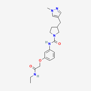 molecular formula C20H27N5O3 B7133675 N-[3-[2-(ethylamino)-2-oxoethoxy]phenyl]-3-[(1-methylpyrazol-4-yl)methyl]pyrrolidine-1-carboxamide 
