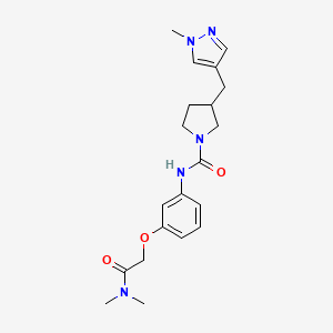 molecular formula C20H27N5O3 B7133683 N-[3-[2-(dimethylamino)-2-oxoethoxy]phenyl]-3-[(1-methylpyrazol-4-yl)methyl]pyrrolidine-1-carboxamide 
