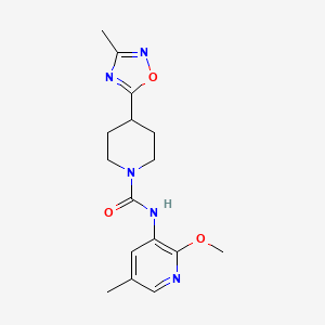 molecular formula C16H21N5O3 B7133701 N-(2-methoxy-5-methylpyridin-3-yl)-4-(3-methyl-1,2,4-oxadiazol-5-yl)piperidine-1-carboxamide 
