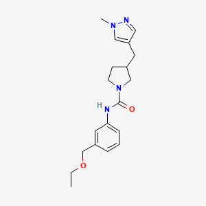 molecular formula C19H26N4O2 B7133723 N-[3-(ethoxymethyl)phenyl]-3-[(1-methylpyrazol-4-yl)methyl]pyrrolidine-1-carboxamide 