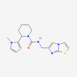 molecular formula C17H21N5OS B7133754 N-(imidazo[2,1-b][1,3]thiazol-6-ylmethyl)-2-(1-methylpyrrol-2-yl)piperidine-1-carboxamide 