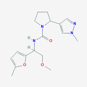 molecular formula C17H24N4O3 B7133847 N-[2-methoxy-1-(5-methylfuran-2-yl)ethyl]-2-(1-methylpyrazol-4-yl)pyrrolidine-1-carboxamide 