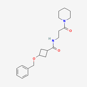 molecular formula C20H28N2O3 B7133952 N-(3-oxo-3-piperidin-1-ylpropyl)-3-phenylmethoxycyclobutane-1-carboxamide 