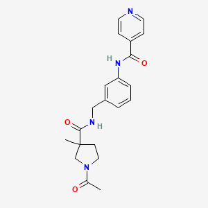 molecular formula C21H24N4O3 B7133971 N-[3-[[(1-acetyl-3-methylpyrrolidine-3-carbonyl)amino]methyl]phenyl]pyridine-4-carboxamide 