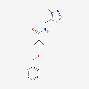 molecular formula C17H20N2O2S B7133975 N-[(4-methyl-1,3-thiazol-5-yl)methyl]-3-phenylmethoxycyclobutane-1-carboxamide 