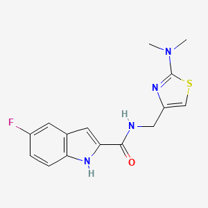 molecular formula C15H15FN4OS B7134062 N-[[2-(dimethylamino)-1,3-thiazol-4-yl]methyl]-5-fluoro-1H-indole-2-carboxamide 