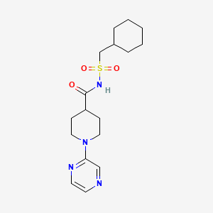 molecular formula C17H26N4O3S B7134101 N-(cyclohexylmethylsulfonyl)-1-pyrazin-2-ylpiperidine-4-carboxamide 