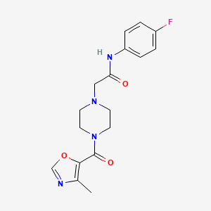 molecular formula C17H19FN4O3 B7134153 N-(4-fluorophenyl)-2-[4-(4-methyl-1,3-oxazole-5-carbonyl)piperazin-1-yl]acetamide 