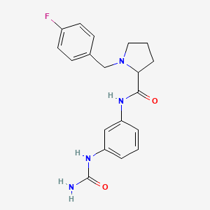 molecular formula C19H21FN4O2 B7134157 N-[3-(carbamoylamino)phenyl]-1-[(4-fluorophenyl)methyl]pyrrolidine-2-carboxamide 
