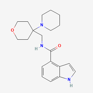 molecular formula C20H27N3O2 B7134170 N-[(4-piperidin-1-yloxan-4-yl)methyl]-1H-indole-4-carboxamide 