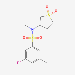 molecular formula C12H16FNO4S2 B7134211 N-(1,1-dioxothiolan-3-yl)-3-fluoro-N,5-dimethylbenzenesulfonamide 