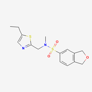 molecular formula C15H18N2O3S2 B7134260 N-[(5-ethyl-1,3-thiazol-2-yl)methyl]-N-methyl-1,3-dihydro-2-benzofuran-5-sulfonamide 