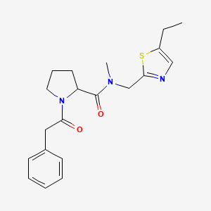 molecular formula C20H25N3O2S B7134336 N-[(5-ethyl-1,3-thiazol-2-yl)methyl]-N-methyl-1-(2-phenylacetyl)pyrrolidine-2-carboxamide 