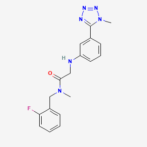 molecular formula C18H19FN6O B7134509 N-[(2-fluorophenyl)methyl]-N-methyl-2-[3-(1-methyltetrazol-5-yl)anilino]acetamide 