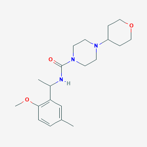 molecular formula C20H31N3O3 B7134517 N-[1-(2-methoxy-5-methylphenyl)ethyl]-4-(oxan-4-yl)piperazine-1-carboxamide 