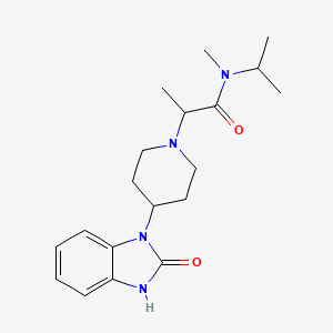 molecular formula C19H28N4O2 B7134545 N-methyl-2-[4-(2-oxo-3H-benzimidazol-1-yl)piperidin-1-yl]-N-propan-2-ylpropanamide 