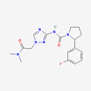 molecular formula C17H21FN6O2 B7134602 N-[1-[2-(dimethylamino)-2-oxoethyl]-1,2,4-triazol-3-yl]-2-(3-fluorophenyl)pyrrolidine-1-carboxamide 