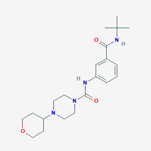 molecular formula C21H32N4O3 B7134608 N-[3-(tert-butylcarbamoyl)phenyl]-4-(oxan-4-yl)piperazine-1-carboxamide 