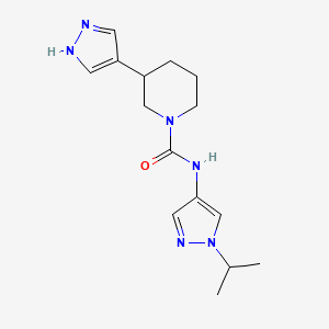 molecular formula C15H22N6O B7134614 N-(1-propan-2-ylpyrazol-4-yl)-3-(1H-pyrazol-4-yl)piperidine-1-carboxamide 