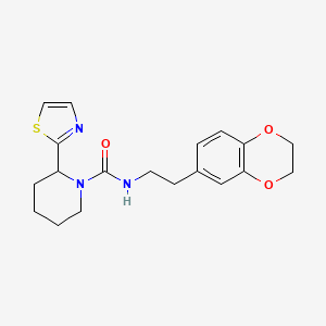 molecular formula C19H23N3O3S B7134652 N-[2-(2,3-dihydro-1,4-benzodioxin-6-yl)ethyl]-2-(1,3-thiazol-2-yl)piperidine-1-carboxamide 